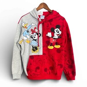 Disney Mickey and Friends Red and White Hooded Sweatshirt size L, juniors 11-13